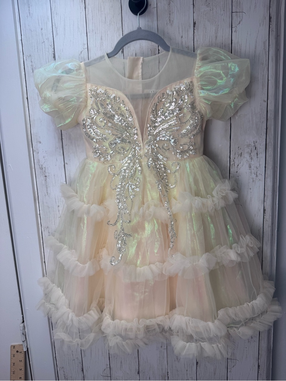 Ivory Princess Tulle Party Dress with Sparkle Bodice - Kids dress size 6